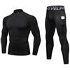 Minghe Set di biancheria intima termica da uomo, maglia e pantaloni bassi invernali, sci, montagna, ciclismo, moto nero 2 L