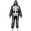 Spooktacular Creations Tuta da scheletro in peluche da uomo adulto con scheletro tuta con zip con cappuccio costume da scheletro per Halloween, feste, giochi di ruolo, feste a tema, cosplay (M) nero