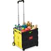 Relaxdays Carrello Portaspesa Pieghevole,Manico Telescopico,2 Ruote Gomma,fino a 35 kg,Trolley Spesa, Alluminio, Giallo