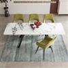 DEGHI Tavolo allungabile 160-240x90 cm top in ceramica effetto marmo con gambe in metallo nero - Gimbal