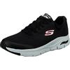 Skechers Arch Fit, Scarpe da Ginnastica Uomo, Black Textile Synthetic Red Trim, 40 EU