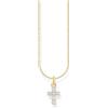 THOMAS SABO Collana con ciondolo a forma di croce bianca in argento placcato oro KE2226-414-14, misura unica, Argento sterling, Zirconia cubica