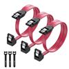 Cable Matters Pacco da 3 Cavo SATA III angolo retto 90 gradi fino a 6.0 Gbps (Cavo SATA 3) Colore Rossa Con 3 fascette per cavi - 45 cm