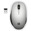 HP 300 Mouse Dual Mode Wireless 2,4ghz, Sensore Ottico da 1200 DPI, Bluetooth, Collegamento fino a due PC contemporaneamente, due Pulsanti, Rotella di Scorrimento, Adattatore USB, Smart Tv, Argento
