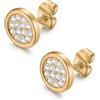 day berlin day.berlin orecchini a perno Duo da donna placcati oro 18k, 9mm di diametro e 2mm di spessore, design tondo ed elegante con piccoli zirconi, acciaio inox 316L, senza nichel e resistenti all'acqua