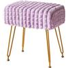 IBUYKE sgabello poggiapiedi rettangolare ottomano, tavolino da trucco Vanity Sgabello, seduta da toeletta in velluto, sedia sgabello, gambe d'acciaio dorate, per sala trucco, viola WBD003V