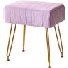 IBUYKE Velluto Sgabello poggiapiedi rettangolare ottomano, Trucco Vanity Side Table, Velvet Dressing Table Seat, Pouf Couch, Gambe d'acciaio dorate, Viola LG-51V