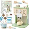 FMSKS Caffettiera da Cucina Giocattolo , Giocattoli in Legno Accessori Cucina con Suoni, Giocattolo Educativi Montessori per Bambini, Regali per Bambini 3+ Anni 10 Pezzi Set