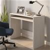 Dmora Scrivania con ripiano Fisso sotto al Tavolo, Colore Bianco Effetto Legno Levigato, cm 78 x 43 x h79, Piano