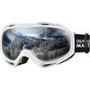 OutdoorMaster OTG - Occhiali da sci e snowboard, per uomini, donne e ragazzi, 100% protezione UV (telaio a righe + lenti grigie VLT 10,7%)