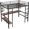 WM Store DE Letto a soppalco 90x200 cm in metallo con scrivania e scaffali, Nero