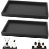 TAIVIN 2 Pezzi Vassoio Bagno,Vassoio Portaoggetti Nero,Porta Antiscivolo 20 x 10 cm,Adatti per Bagno,Cucina,Toeletta e Arredamento