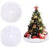 Gonna Per Albero Di Natale In Peluche Morbido, Diametro 90 Cm, Colore Argento, Con Paillettes E Fiocchi Di Neve, Copribase Decorativo