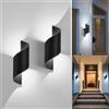 KUKAK Applique da parete a LED per interni/esterni,Lampada da esterno da 10W,Applique impermeabile IP65 6000K Bianco freddo,moderne Lampade da parete decorative Up Down per giardino,soggiorno,2PC