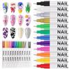 EBANKU 12PCS Penne Per Nail Art Punta, 3D Nail Art Pen | 0.5mm Smalto in Penna per Fai Da te Graffiti Pen Manicure Strumenti Bellezza Adorna Regalo Per Halloween Natale