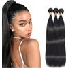 AiPliantfis Straight Bundles Human Hair Capelli Veri Tessitura Extension Human Hair Capelli Umani Natural Black 50g/PC 150G Double Weft Unprocessed Virgin Hair for Women 3 Bündel 26 28 30 Pollici