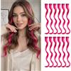 CENCERY Set di 12 extension clip-in 20 pollici magenta, capelli sintetici lunghi e lisci per trecce, accessori per capelli da festival per donne e ragazze (Rosa acceso)
