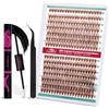FADVAN Kit Extension Ciglia Marrone Chiaro Finte Ciuffetti Individuali D Curl Estensioni Ciglia Cluster Naturali con Lash Bond e Seal FADVAN(30D+40D-0.07D, Mix 9-16)