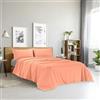 Ruggeri - Set Lenzuola Letto Matrimoniali 4 Pezzi in 100% Cotone, Lenzuolo con Angoli 170x200 cm, Lenzuolo Piatto 240x280 cm e 2 Federe Double 50x80 cm, Certificato Oeko-Tex (Arancione e Grigio)