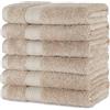 Amazon Basics Set Asciugamani Bagno Spugna 100% Cotone Biologico Asciugamani Viso 41x66 cm, Talpa, Confezione 6 Pezzi