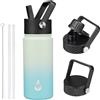 BJPKPK Borraccia termica con coperchio con cannuccia, in acciaio inox, da 510 ml, thermos per acqua fredda e calda con 3 coperchi, a prova di perdite, tazza da viaggio senza BPA, boccetta larga