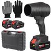 Timisea Set Professionale Timisea Turbo Jet Soffiatore 2 Batterie + Caricabatterie + Valigetta di Stoccaggio + Guanti - Potente Soffiatore al Litio per Foglie, Auto & Industria - Leggero, Flusso d'Aria