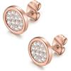 day berlin day.berlin orecchini a perno Duo da donna placcati oro rosa 18k, 9mm di diametro e 2mm di spessore, design tondo ed elegante con piccoli zirconi, acciaio inox 316L, senza nichel e resistenti all'acqua