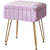IBUYKE Sgabello in velluto con spazio di archiviazione, poggiapiedi ottomano, tavolino piccolo, con 4 gambe in metallo, con piedi antiscivolo, per sala trucco, camera da letto, Viola L/G-50V