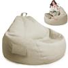 MeYuxg Pouf XL, Bean Bag per adulti, Solo Rivestimento (Senza Imbottitura),100 x 120 cm, per Pouf Sacco Adultes con chiusura lampo, per esterni Living Room Decor (Beige)