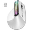 NEWWAY - Mouse Verticale Senza Fili A9 - WiFi 2.4 GHz - USB C - Ricaricabile - RGB - 2400 DPI - Ergonomico - Silenziatore - Nano Ricevitore Integrato 10 M - Bianco