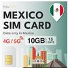 travSIM SIM Messico | 15 Giorni - 10GB di dati | 5G/4G ad alta velocità | Accesso illimitato a internet per Google, Facebook, Whatsapp, Instagram e altro ancora