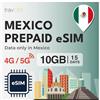 travSIM eSIM Messico | 15 Giorni - 10GB di dati | 5G/4G ad alta velocità | Accesso illimitato a internet per Google, Facebook, Whatsapp, Instagram e altro ancora