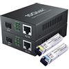 10Gtek a Pair of Gigabit Ethernet Bidi Media Converter(Kit #9), SingleMode Single LC Fiber to Ethernet RJ45 Converter for 10/100/1000Base-Tx to 1000Base-LX, up to 3-km