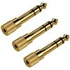 TriLink Adattatore per Cuffie [Rame Placcato Oro] da Jack 6.35mm maschio a Jack 3.5mm femmina Stereo Audio (3 pezzi), colore ORO