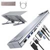 Umaniy Supporto PC Portatile, 8 in 1 Docking Station USB C Laptop Stand Hub USB C HDMI 4K@30Hz, PD 100W, Dock Station Multiporta Adattatore USBC Compatibile con MacBook Pro/Air, Tablet, ipad, Notebook