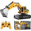 BORSCELLOR Giocattoli Escavatore Telecomandato per Bambini, 2 in 1 RC Scavatore Trattore con Bulldozer, 2.4Ghz Veicoli da Costruzione Giocattoli Auto con Luci e Musica per Bambini 3 4 5 6 7 8-12 Anni