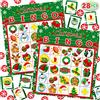 JOYIN Biglietti di bingo natalizi (5x5) per 28 giocatori, per attività in famiglia con bambini, giochi di carte per feste, giochi per scuola, regali per feste a tema tacchino (albero di Natale)