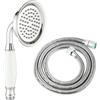 Wussh 3.85 Pollici Classico Ottone Tradizionale Telefono Doccia A Mano Soffioni Cromato Lucido e Ceramica Palmare con Tubo 1.5M