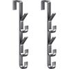 Gvrxec 2 Ganci per Porta, Ganci Verticali Senza Foratura, in Metallo, Porta Porta Portaoggetti, Spessore Applicabile è di 3,0 - 4,1 cm, con 5 Ganci, Portasciugamani Verticale