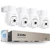 ZOSI 8CH 5MP Kit di Sorveglianza DVR con Telecamera Cablata da 500GB, 5MP Telecamera Esterna PT 360°, Rilevamento di Persona/Veicolo, Visione Notturna 20m, Registrazione 24/7