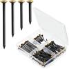 Enhon Set da 120 Chiodi per Quadri (20/25/30/40mm) Chiodi in Acciaio Inossidabile con Testa Dorata per Cemento Mattone & Legno Senza Trapanare Non Danneggia Pareti Con Scatola Portachiodi 4 Scomparti