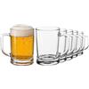 Glasset Boccale da Birra Set da 6 con Manico Robusto, Bicchiere in Vetro Spesso e Trasparente 0,4 Litri, Altezza 13,4 cm, Perfetto per Barbecue, Festa e Giardino, Regalo per Intenditori