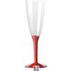 PARTYLANDIA Calici Flute Crystal con Basi Colorate, Plastica Alta Qualità, Feste ed Eventi Speciali (Rosso)