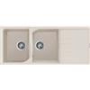 Elleci Ego 500 LGE50039 Lavello 2 vasche con gocciolatoio Reversibile Sopratop 116 x 50 cm finitura Granitek Bianco Soft 39