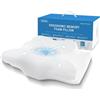 Gobikey Cuscino Cervicale per Dormire, Cuscino Ortopedico in Memory Foam, 2 in 1 Cuscino Ergonomico Cervicale per Dormire sul Fianco con Federa Sfoderabile e Lavabile, 60x36x11/13cm, Bianco