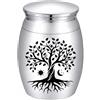 CREATCABIN Urna per Ceneri Dell'Albero Della Vita Piccola Cenere Ricordo Contenitore per Ceneri Mini Portacenere In Acciaio Inox Condivisione Urna Funeraria Kit Decorativo per 4x3x3cm
