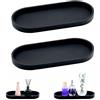 TAIVIN 2 Pezzi Vassoio Bagno,Vassoio Portaoggetti Nero,Porta Antiscivolo 25x11x2 cm,Adatti per Bagno,Cucina,Toeletta e Arredamento