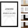 JCNORD Cornice Portafoto in Legno MDF Nero A2 (42x59,4 cm) con Vetro Acrilico Infrangibile | Moderna per Pareti e Tavoli