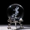 HDCRYSTALGIFTS Fermacarte in cristallo 3D a forma di fata con libellula e loto, 5,8 cm, con base di supporto, incisione 3D, sfera piena di vetro, idea regalo per matrimonio, decorazione per la casa