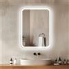 Venti Specchio Bagno Verticale 50x70cm con Luce LED, Specchio Bagno Retroilluminato, con Interruttore Touch, Angoli arrotondati rettangolare con luce LED Frontale Bianca Naturale